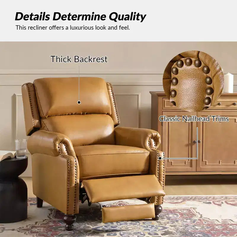 Fauteuil relax en cuir véritable à oreilles moderne