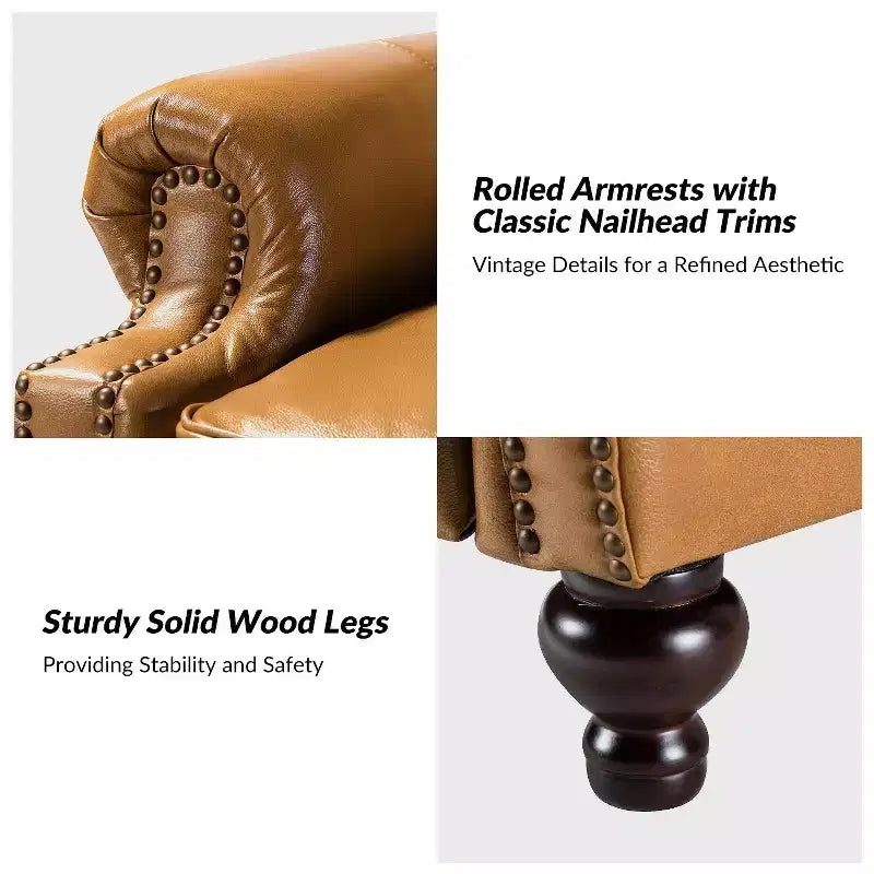 Fauteuil relax en cuir véritable à oreilles moderne