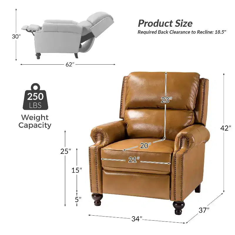 Fauteuil relax en cuir véritable à oreilles moderne