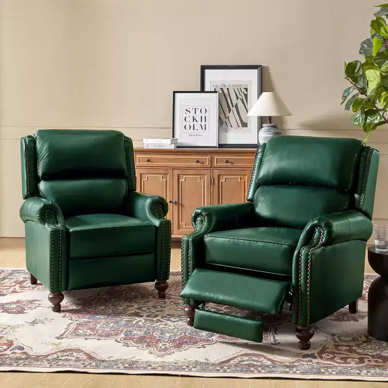 Fauteuil relax en cuir véritable à oreilles moderne
