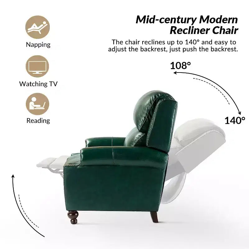 Fauteuil relax en cuir véritable à oreilles moderne