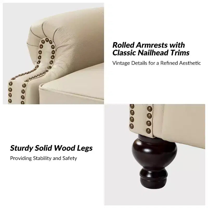 Fauteuil relax en cuir véritable à oreilles moderne