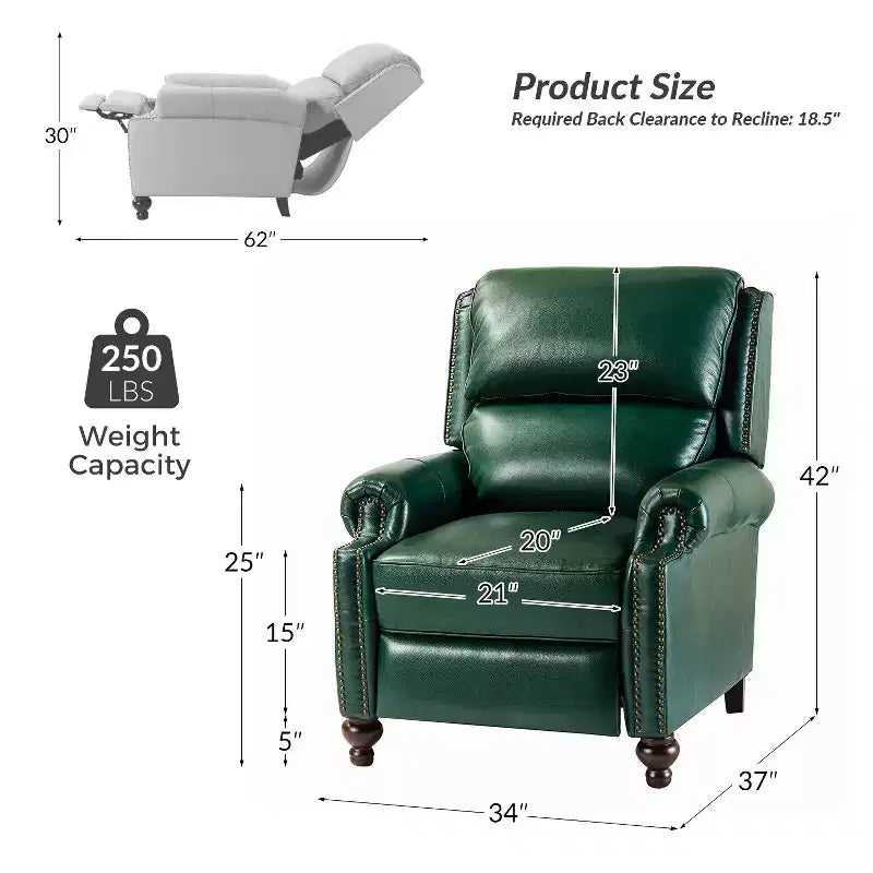 Fauteuil relax en cuir véritable à oreilles moderne