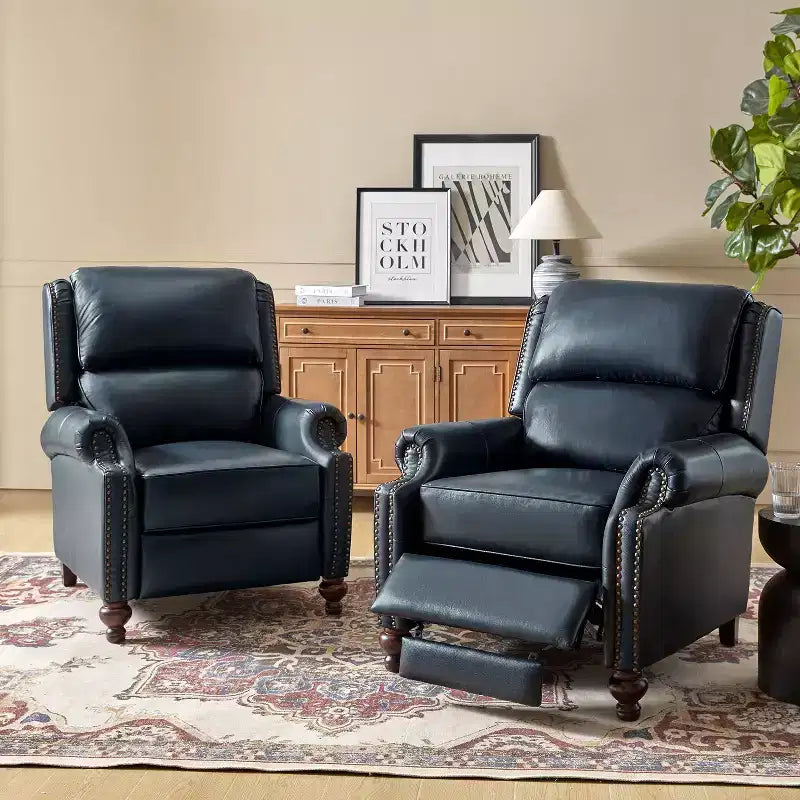 Fauteuil relax en cuir véritable à oreilles moderne