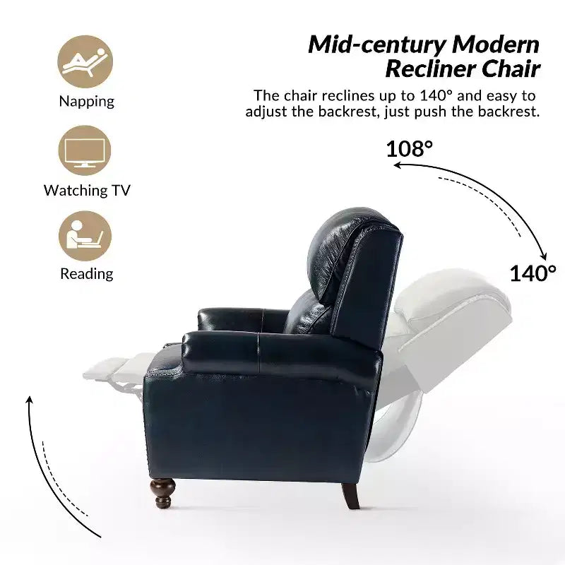 Fauteuil relax en cuir véritable à oreilles moderne