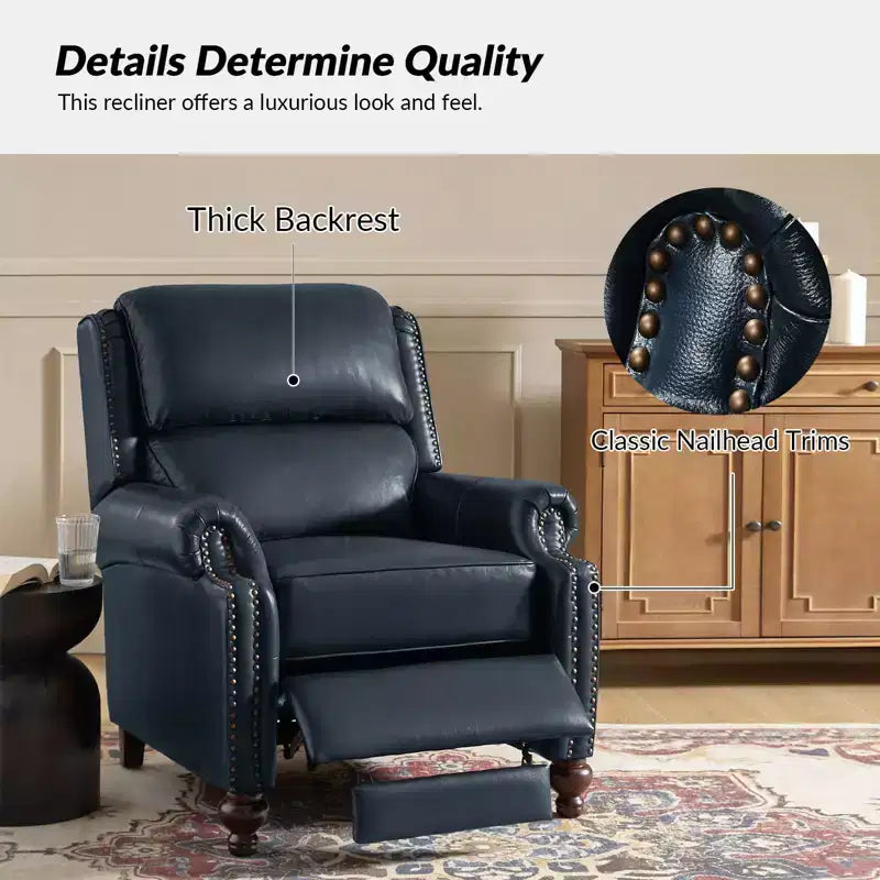 Fauteuil relax en cuir véritable à oreilles moderne