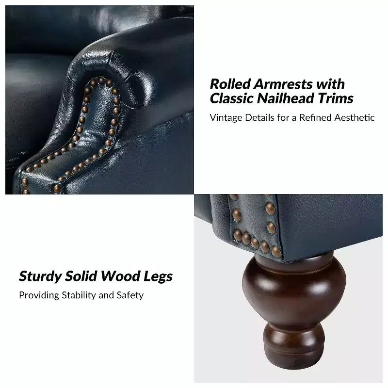 Fauteuil relax en cuir véritable à oreilles moderne