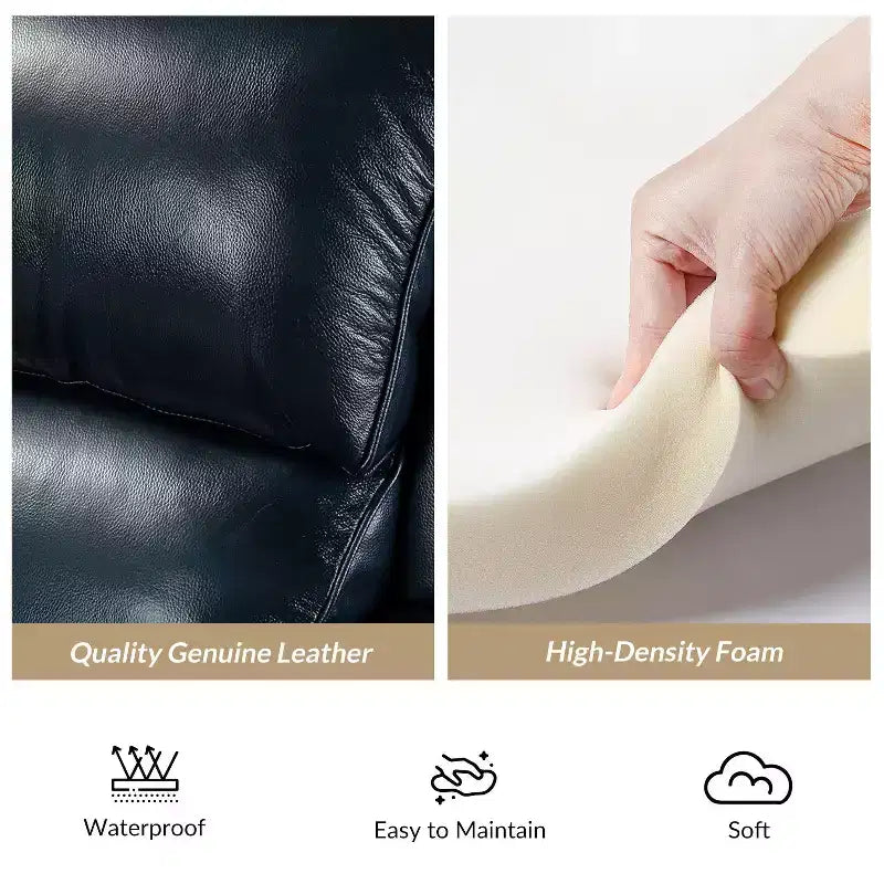 Fauteuil relax en cuir véritable à oreilles moderne