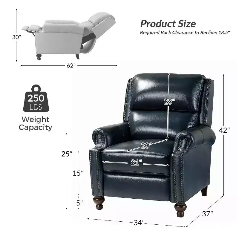 Fauteuil relax en cuir véritable à oreilles moderne