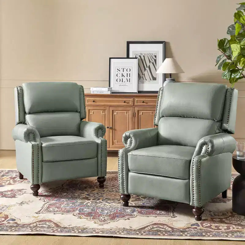 Fauteuil relax en cuir véritable à oreilles moderne