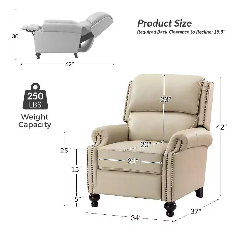 Fauteuil relax en cuir véritable à oreilles moderne