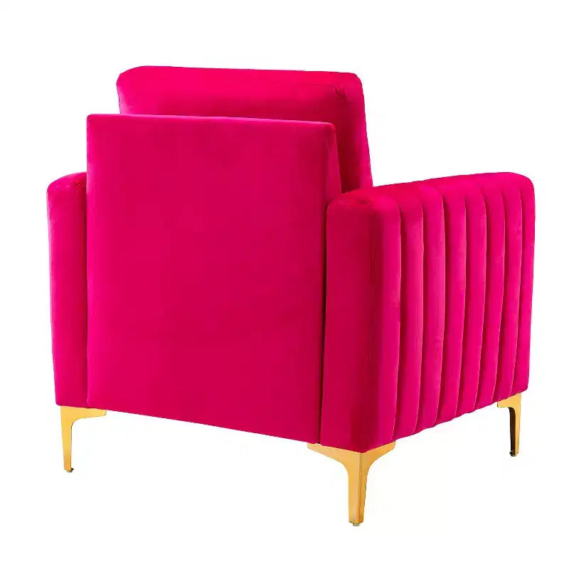 Fauteuil club moderne capitonné en bois avec coussin
