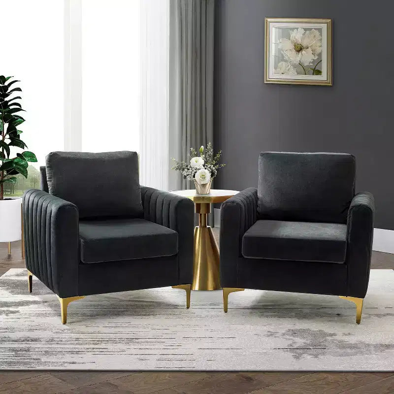 Fauteuil club moderne capitonné en bois avec coussin