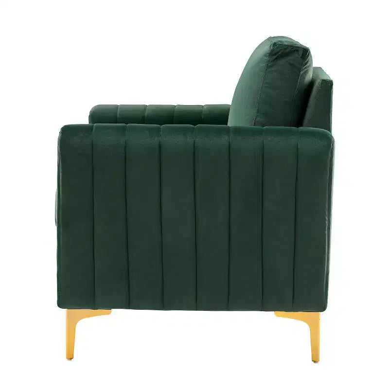 Fauteuil club moderne capitonné en bois avec coussin