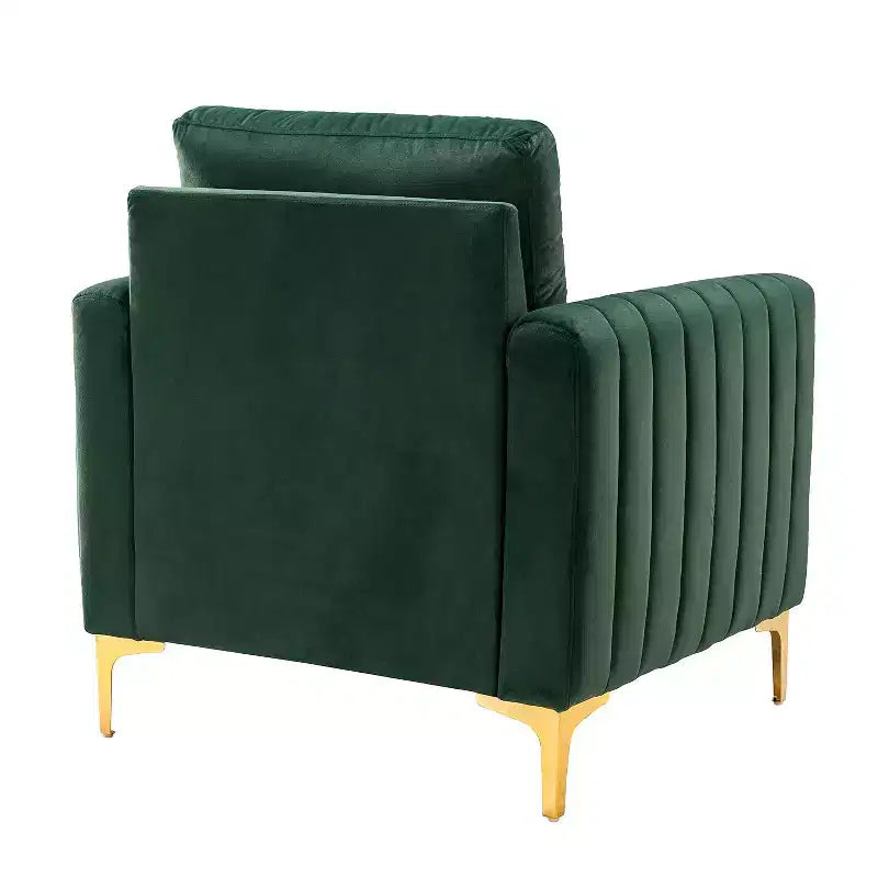 Fauteuil club moderne capitonné en bois avec coussin