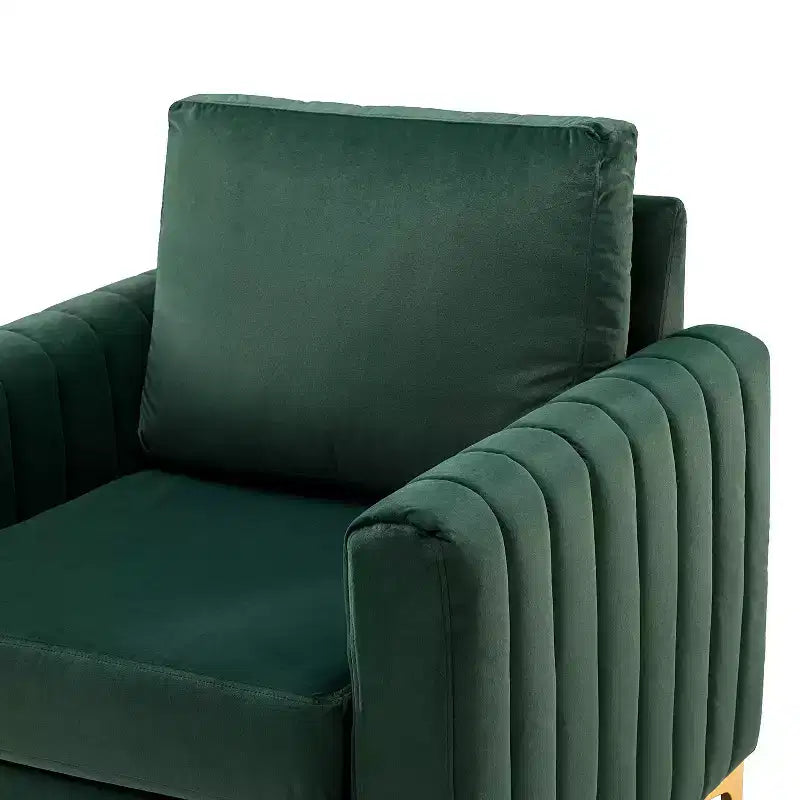 Fauteuil club moderne capitonné en bois avec coussin