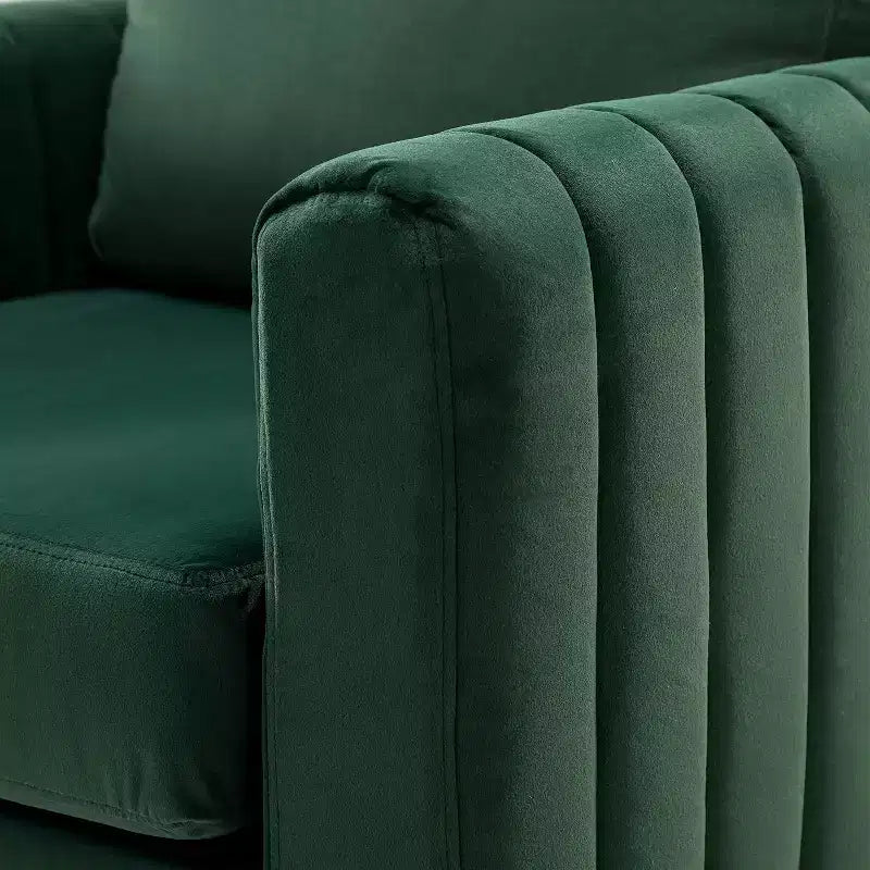 Fauteuil club moderne capitonné en bois avec coussin