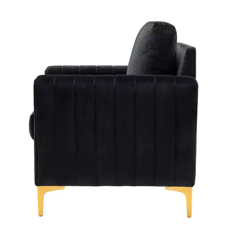 Fauteuil club moderne capitonné en bois avec coussin
