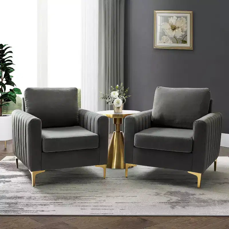 Fauteuil club moderne capitonné en bois avec coussin