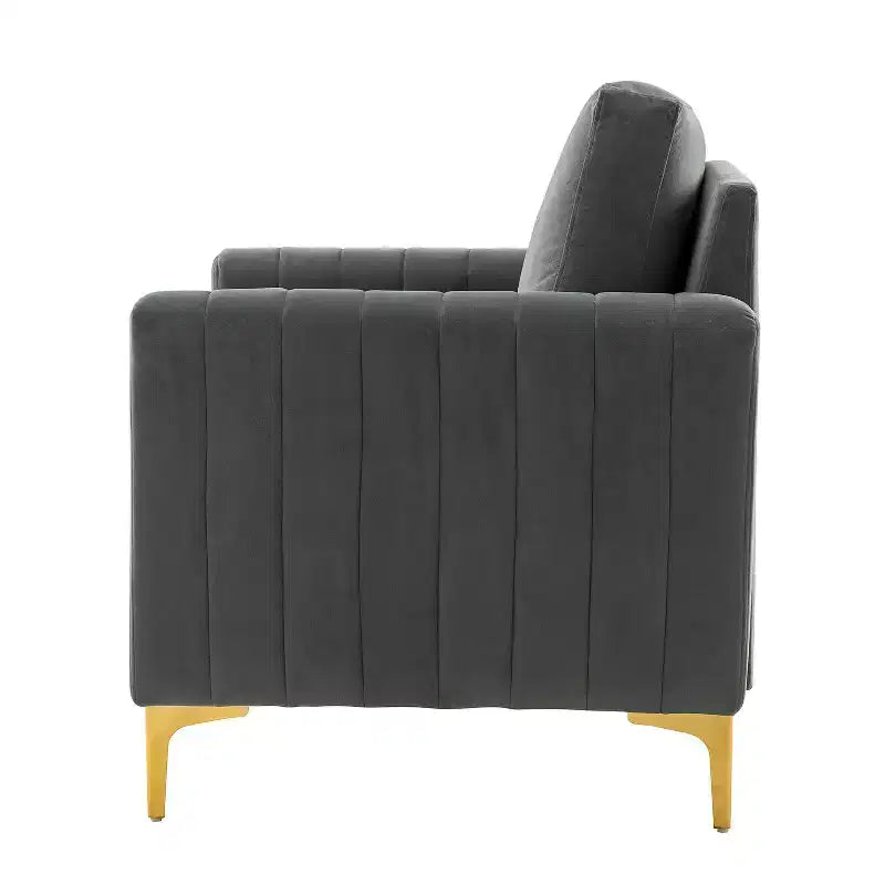 Fauteuil club moderne capitonné en bois avec coussin