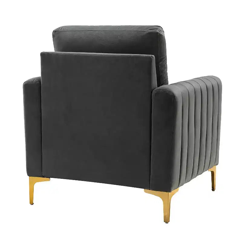 Fauteuil club moderne capitonné en bois avec coussin