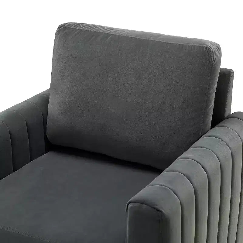 Fauteuil club moderne capitonné en bois avec coussin