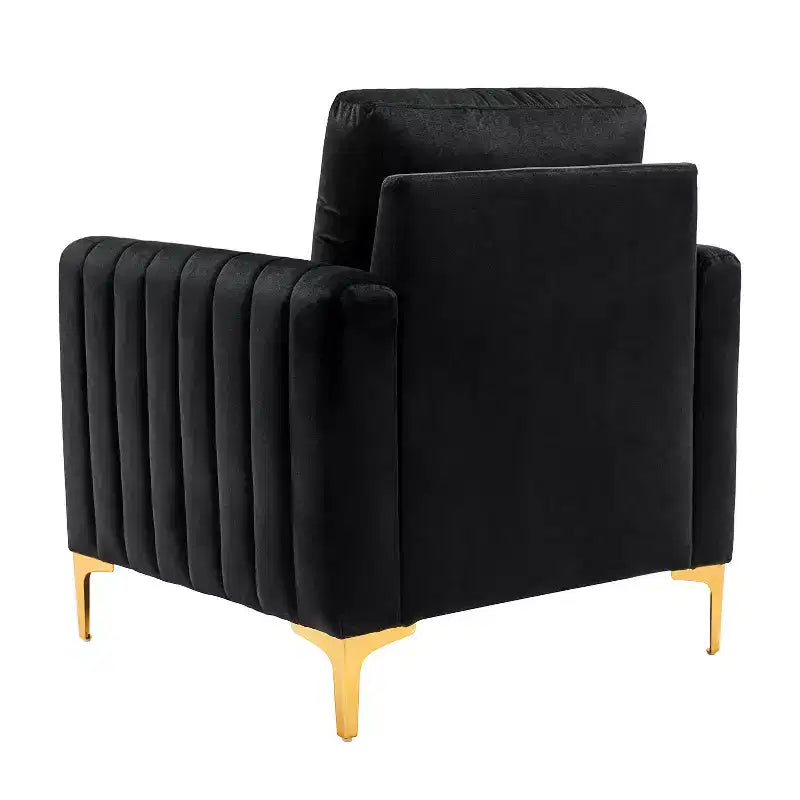 Fauteuil club moderne capitonné en bois avec coussin