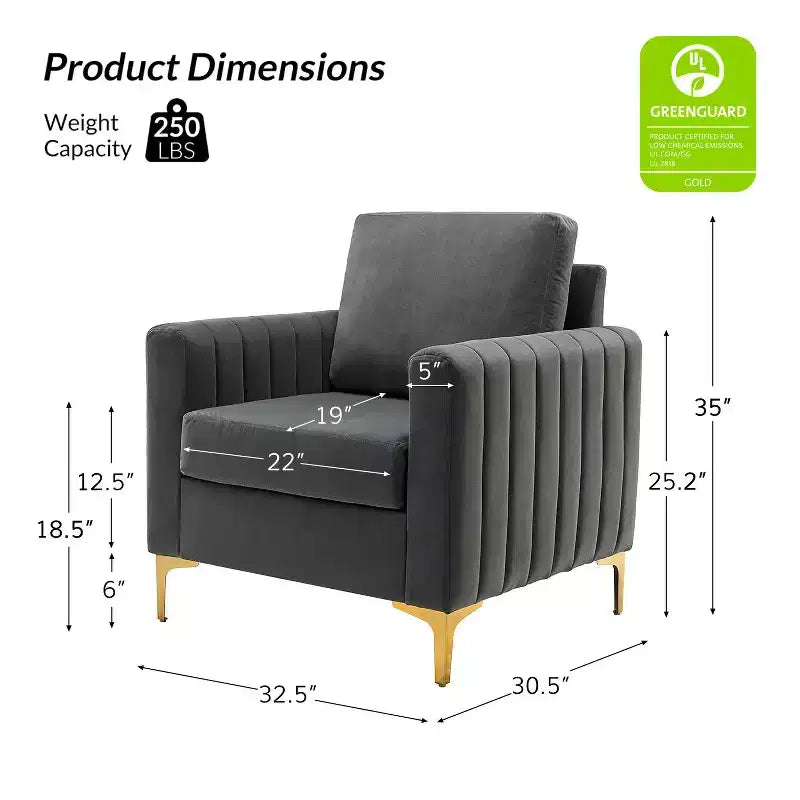 Fauteuil club moderne capitonné en bois avec coussin