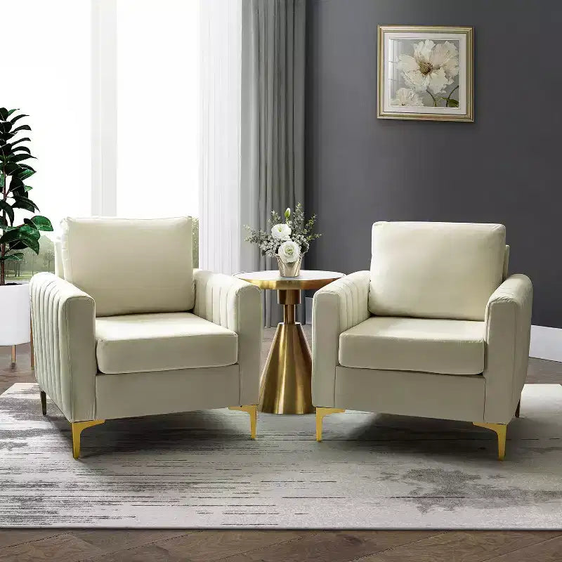 Fauteuil club moderne capitonné en bois avec coussin