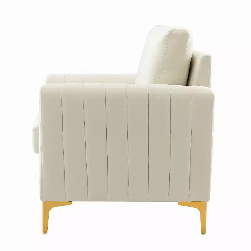 Fauteuil club moderne capitonné en bois avec coussin