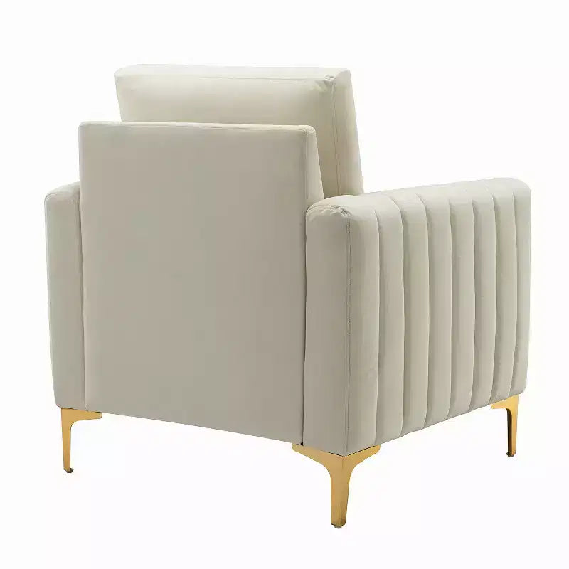 Fauteuil club moderne capitonné en bois avec coussin
