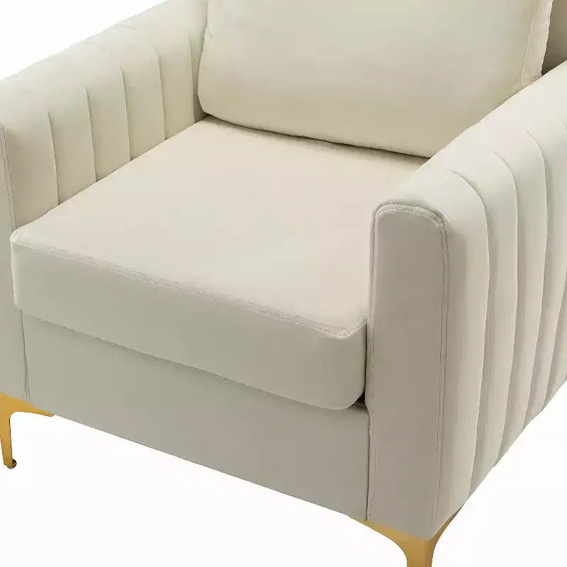 Fauteuil club moderne capitonné en bois avec coussin