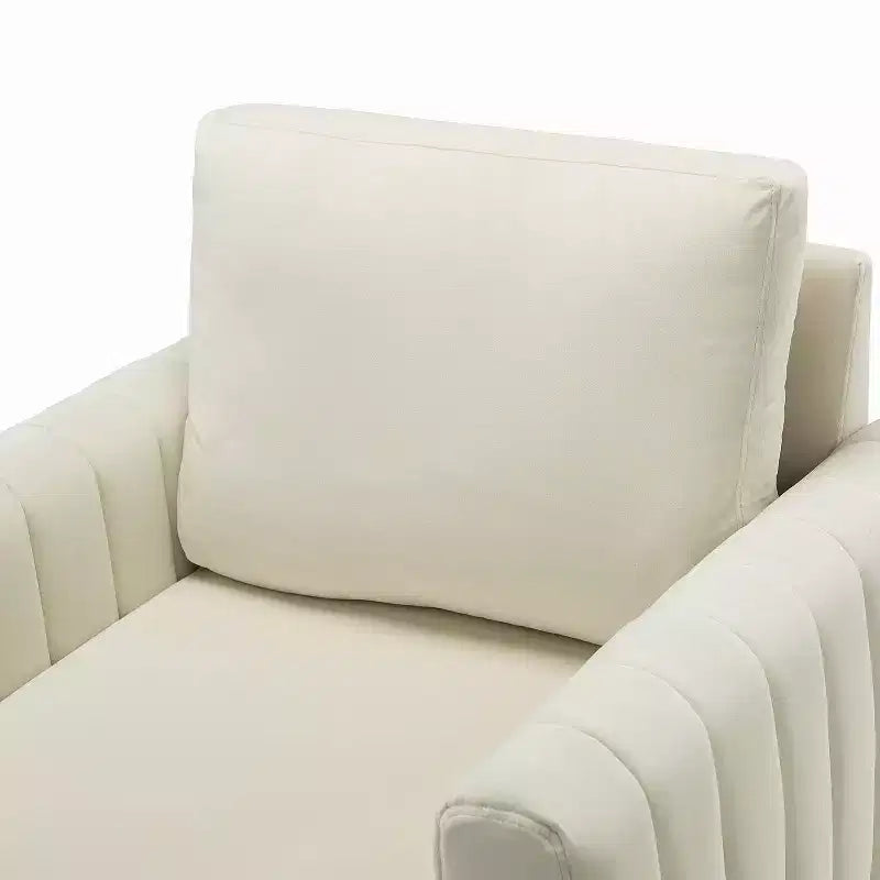 Fauteuil club moderne capitonné en bois avec coussin
