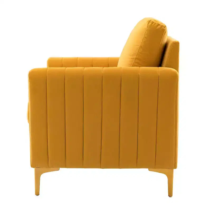 Fauteuil club moderne capitonné en bois avec coussin