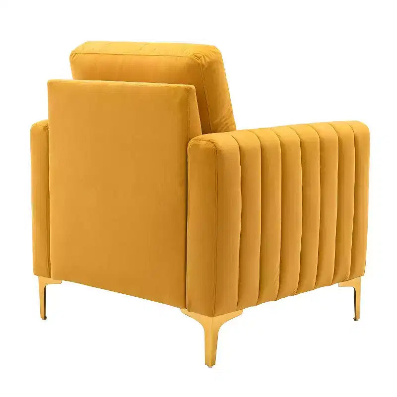 Fauteuil club moderne capitonné en bois avec coussin