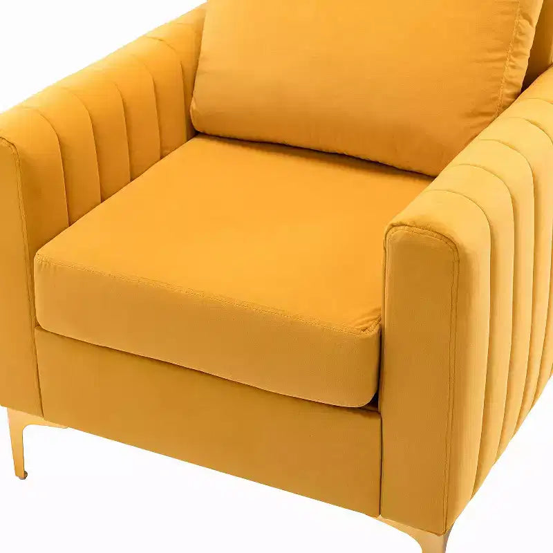 Fauteuil club moderne capitonné en bois avec coussin