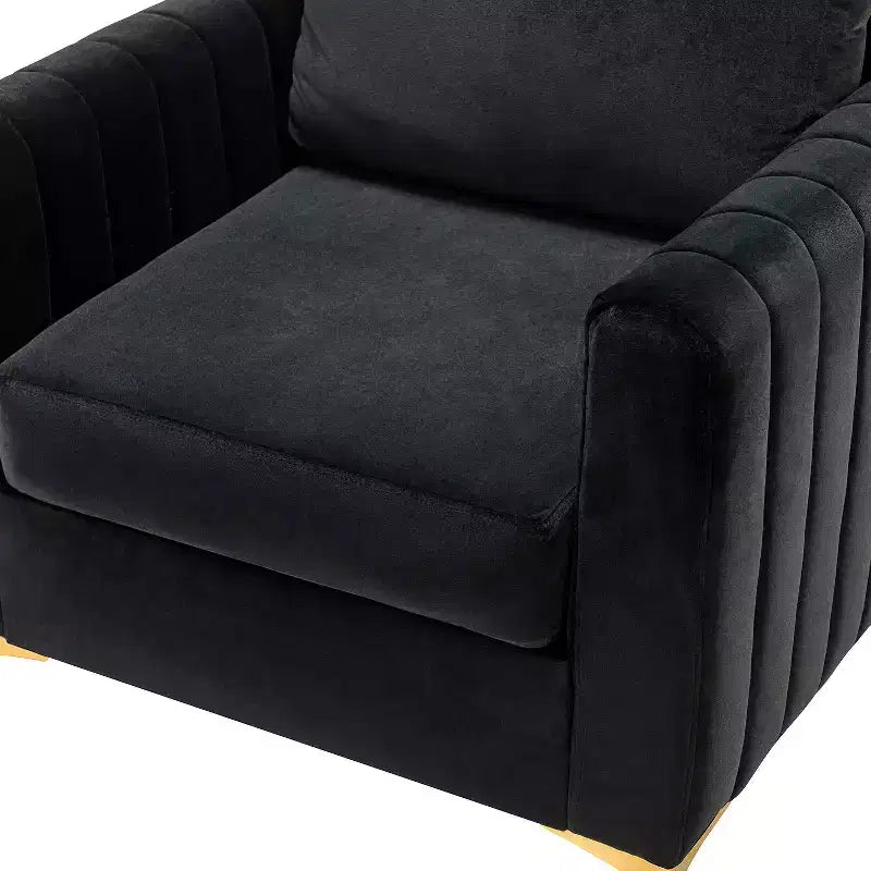 Fauteuil club moderne capitonné en bois avec coussin