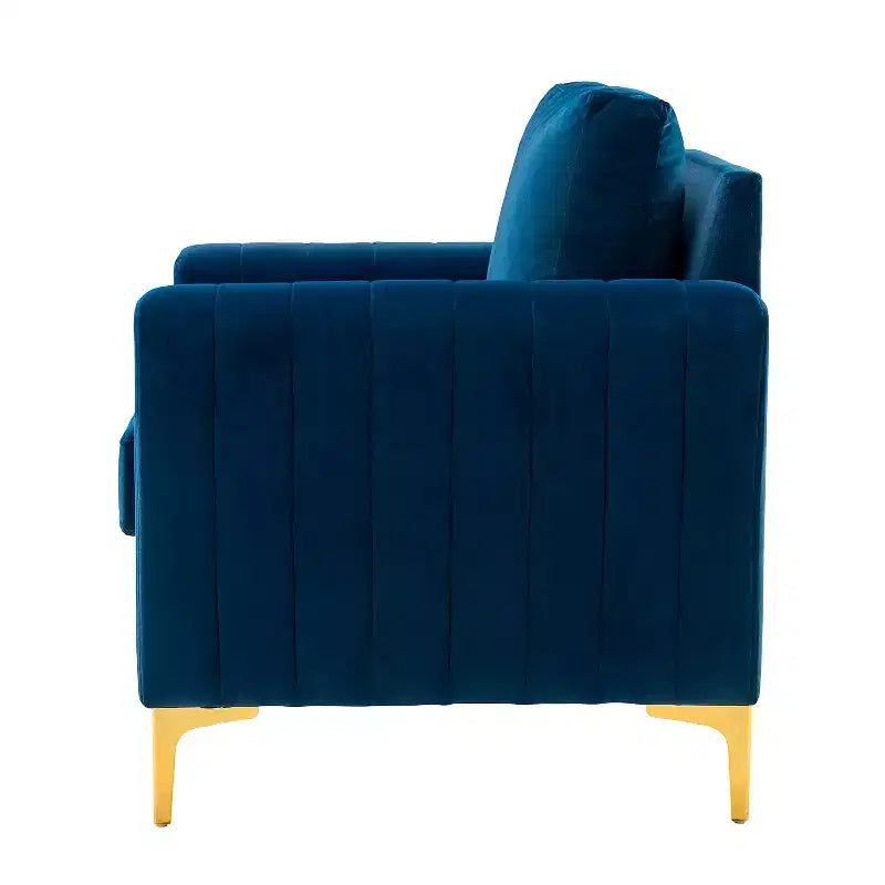 Fauteuil club moderne capitonné en bois avec coussin