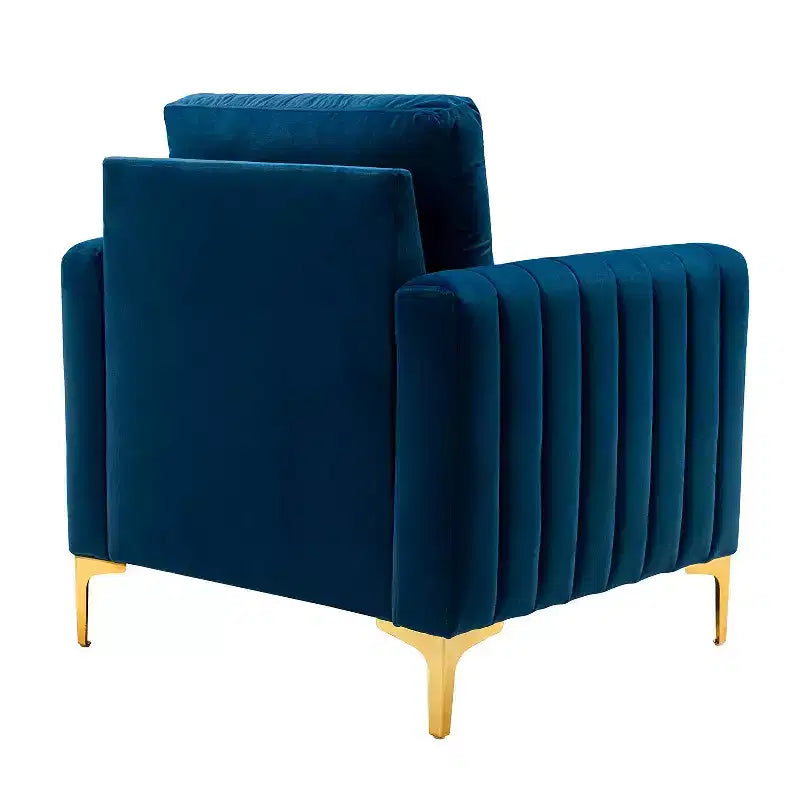 Fauteuil club moderne capitonné en bois avec coussin