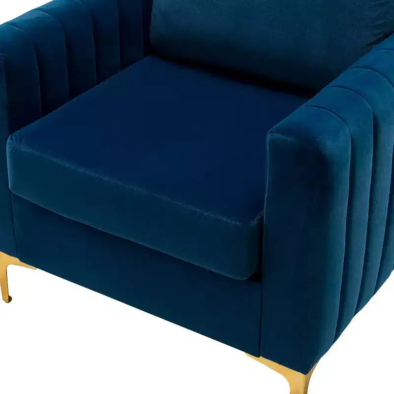 Fauteuil club moderne capitonné en bois avec coussin