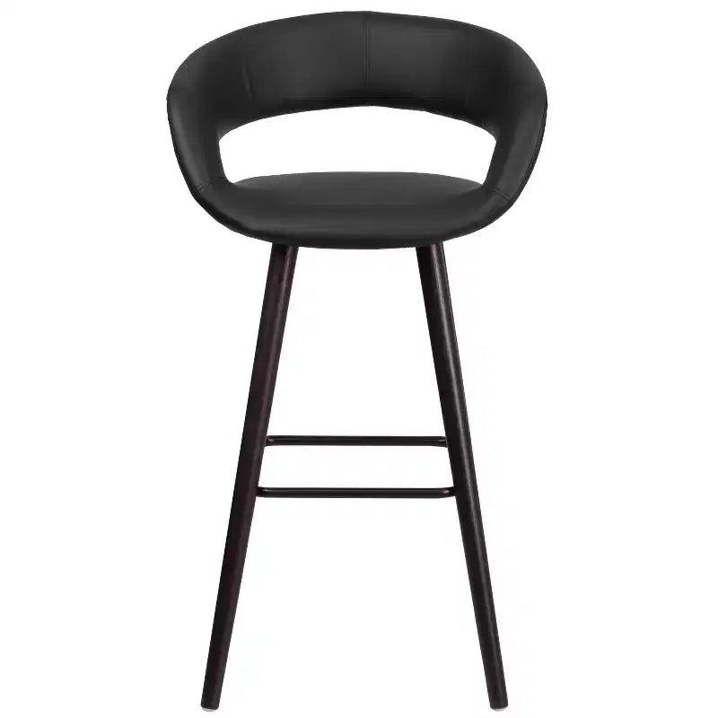 Tabouret haut moderne en vinyle avec cadre en bois couleur cappuccino