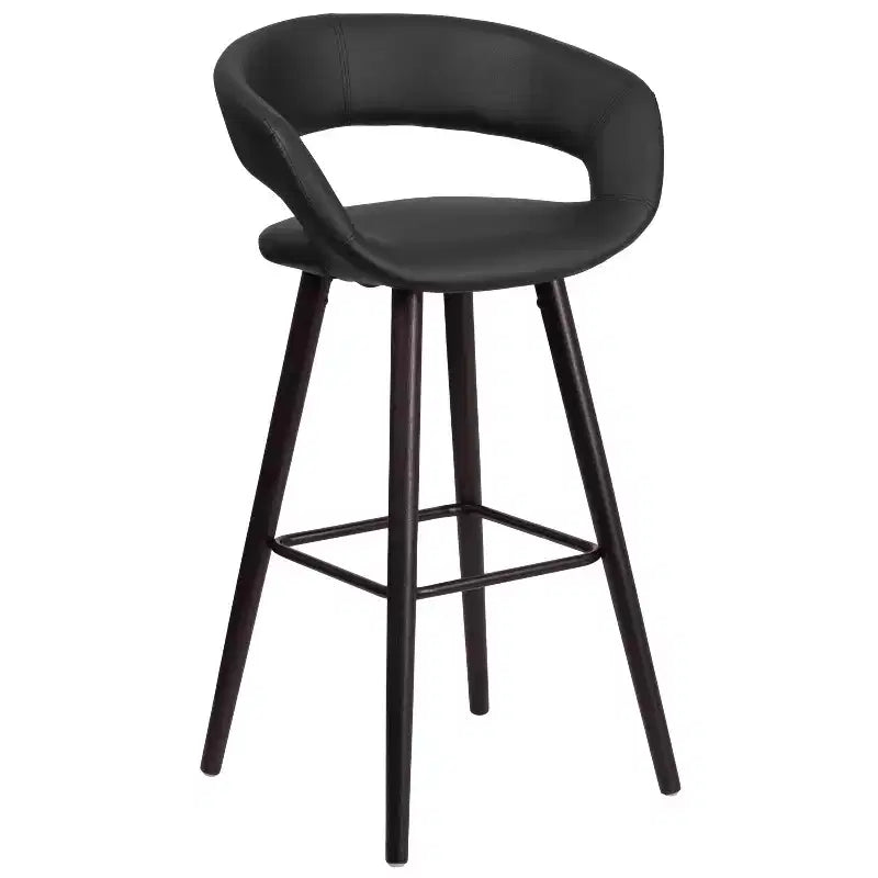 Tabouret haut moderne en vinyle avec cadre en bois couleur cappuccino