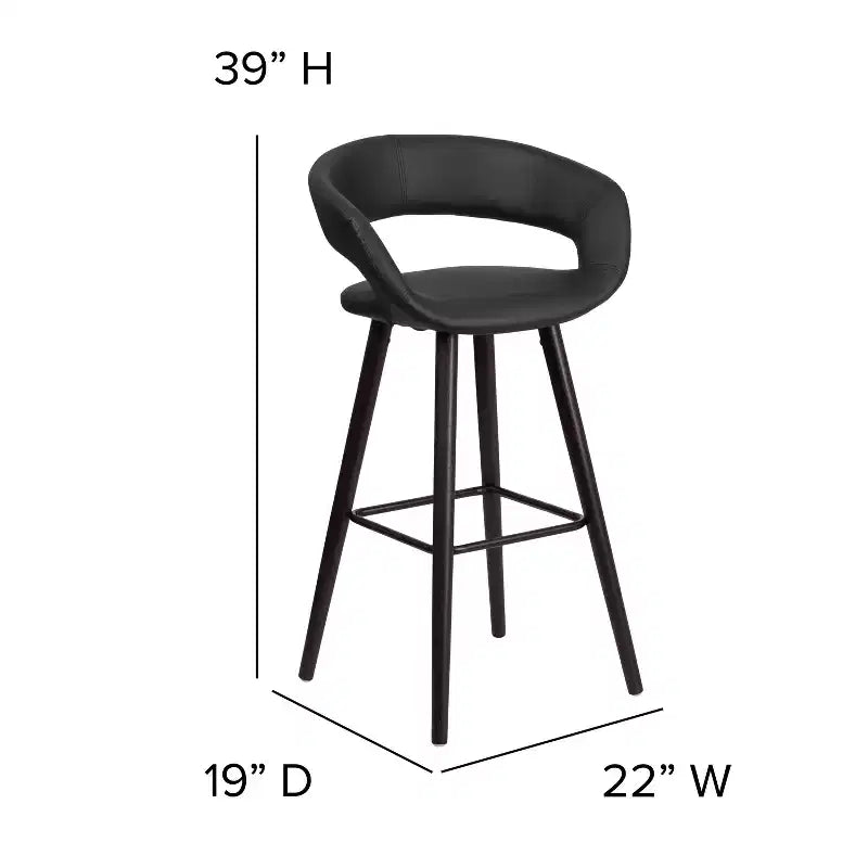 Tabouret haut moderne en vinyle avec cadre en bois couleur cappuccino