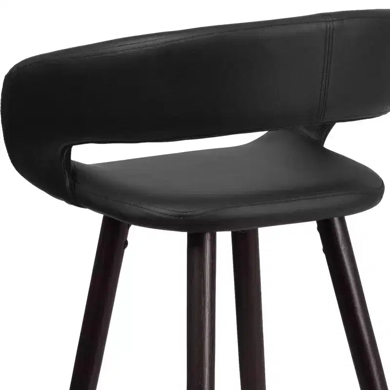 Tabouret haut moderne en vinyle avec cadre en bois couleur cappuccino