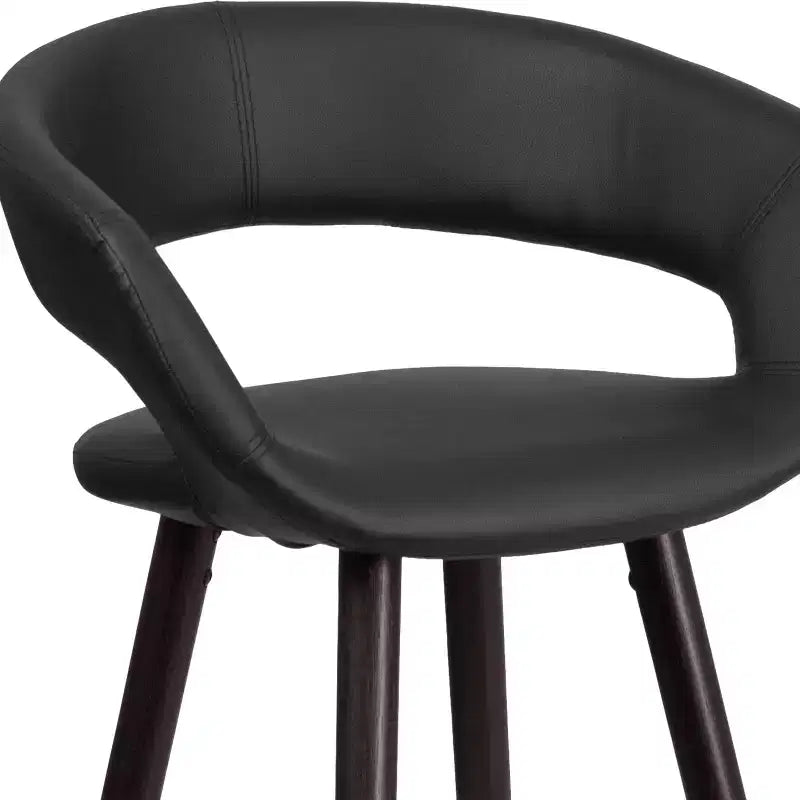 Tabouret haut moderne en vinyle avec cadre en bois couleur cappuccino