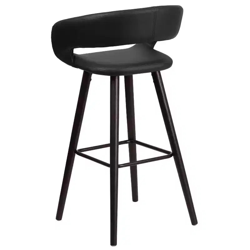 Tabouret haut moderne en vinyle avec cadre en bois couleur cappuccino