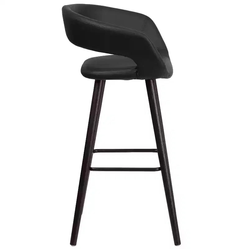 Tabouret haut moderne en vinyle avec cadre en bois couleur cappuccino