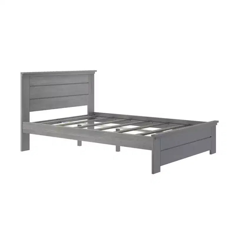 Lit queen de style rustique, lit plateforme en bois massif