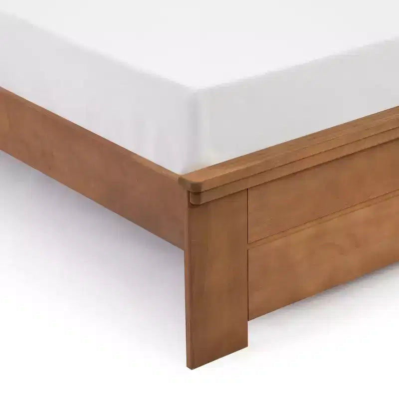 Lit queen de style rustique, lit plateforme en bois massif