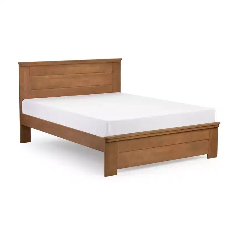 Lit queen de style rustique, lit plateforme en bois massif